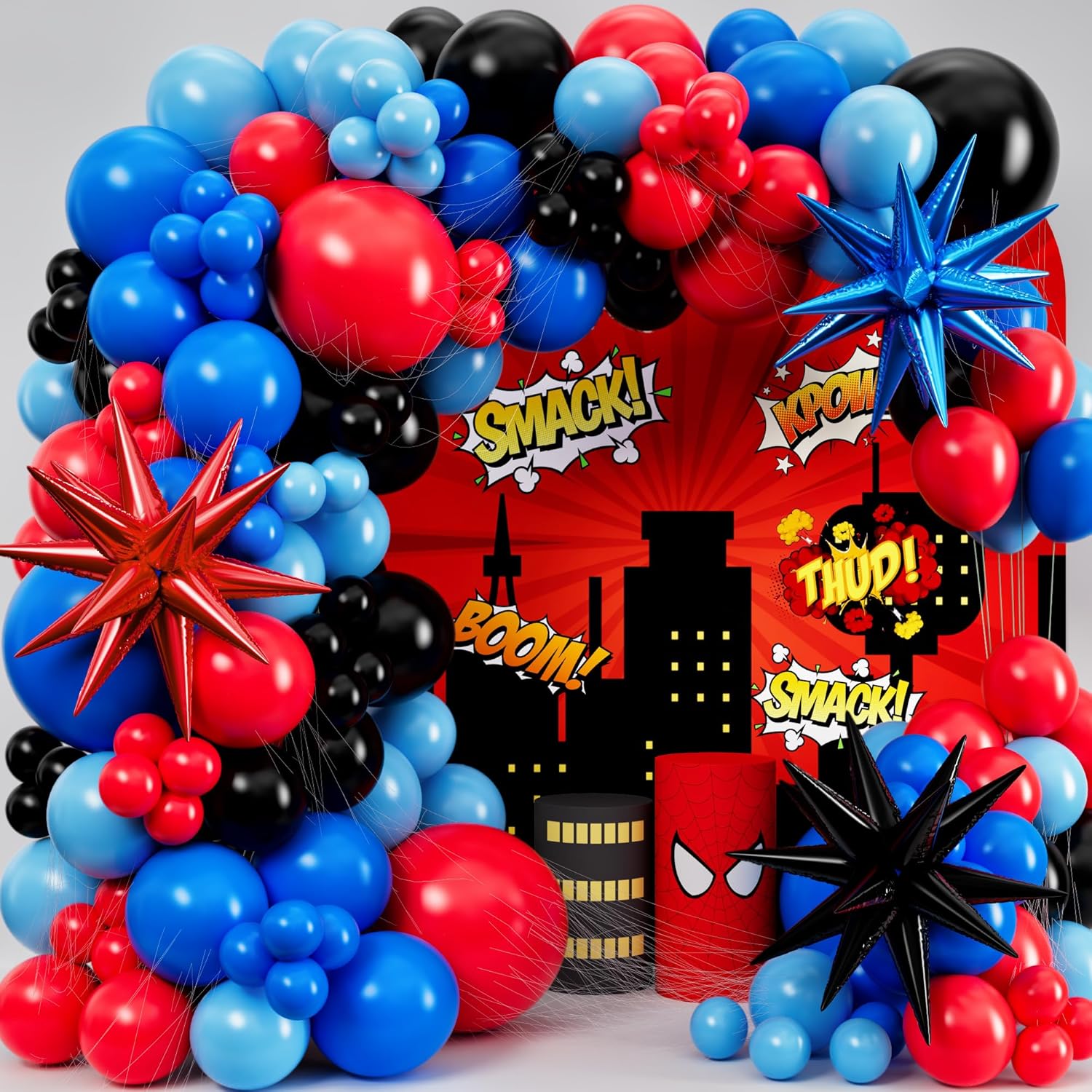 Balloon Arch Kit - Black Red Blue Latex Balloons Garland