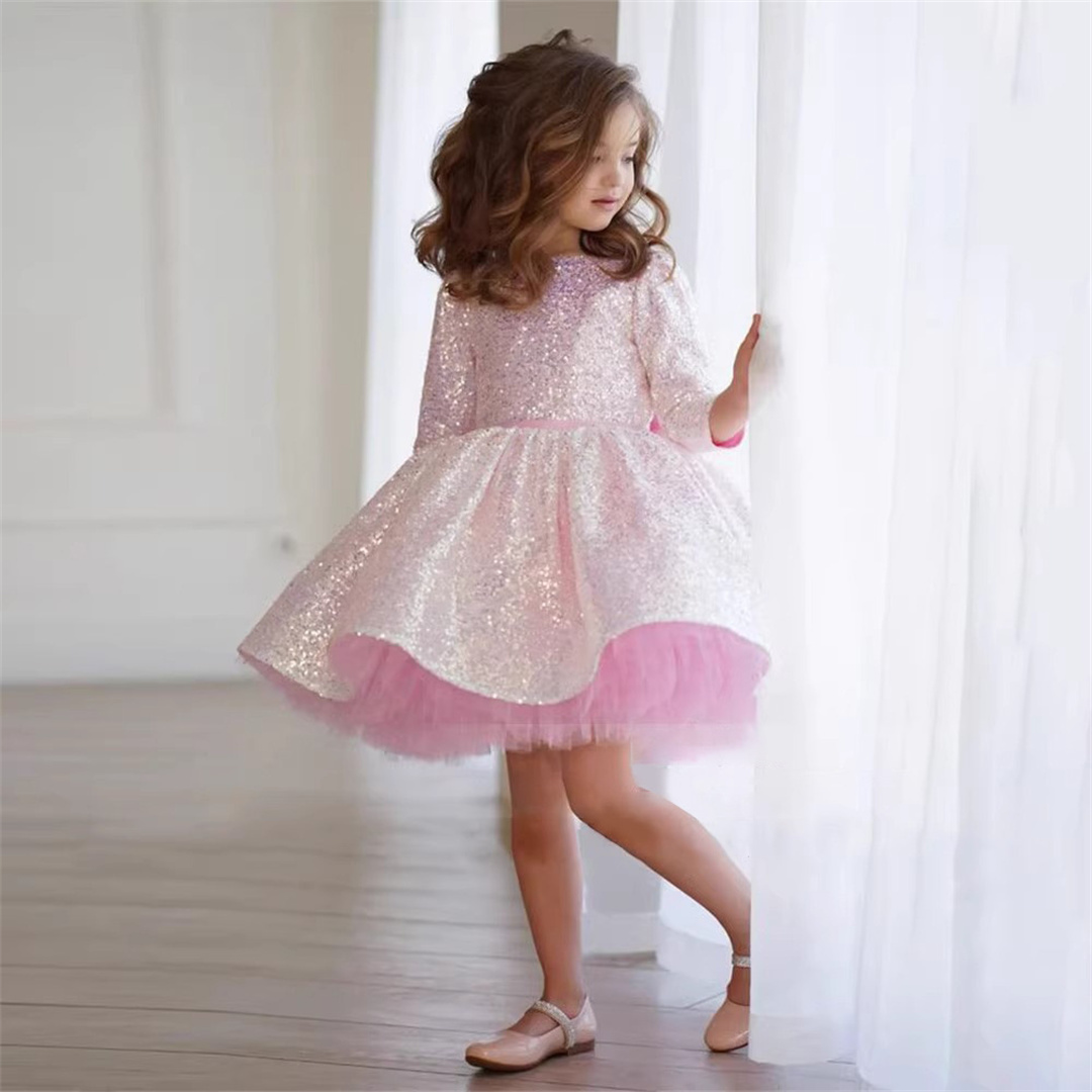 Glitter Pink Girl Dress Knee L - Birthday Sash Glitter 评论和价格