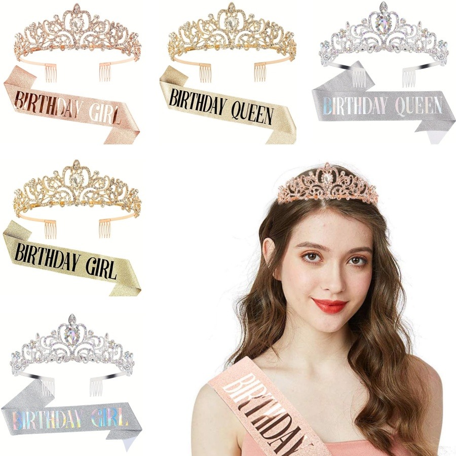 2pcs/Set Bling Rhinestone Crys - Birthday Sash Glitter 评论和价格