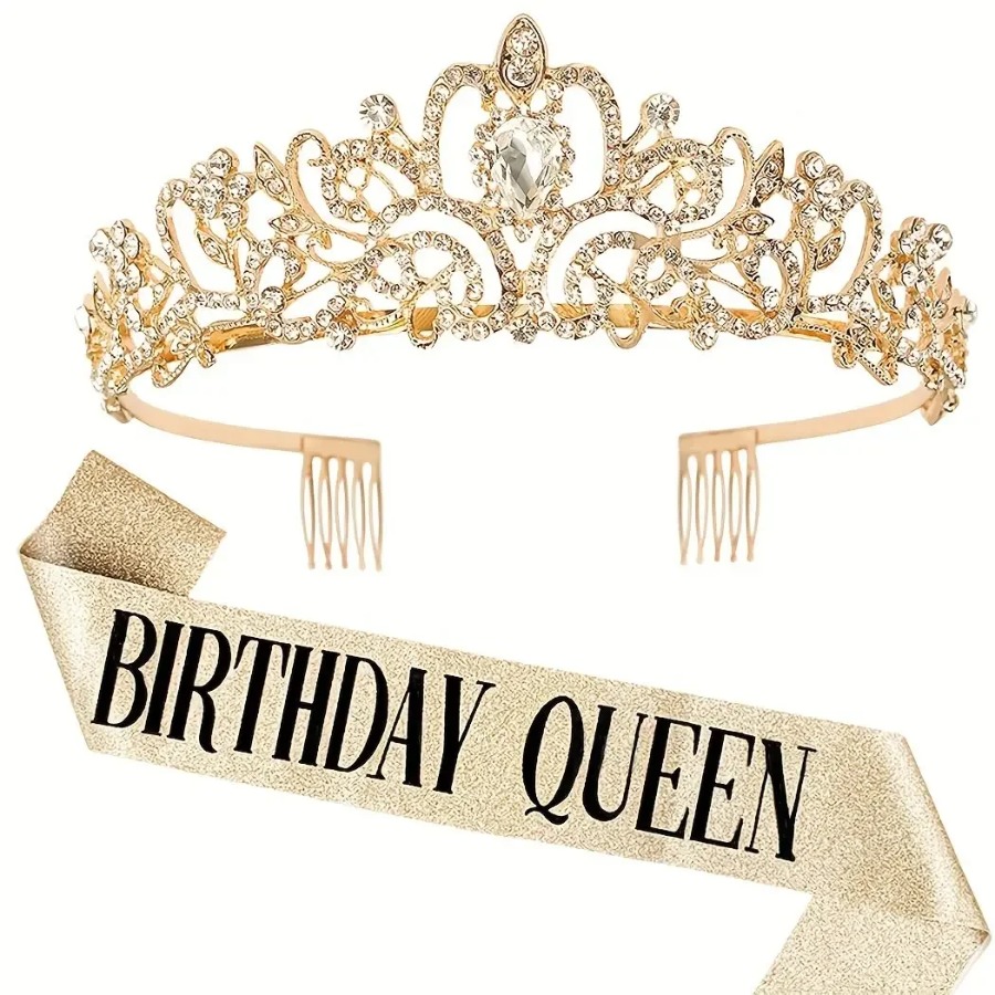 2pcs/Set Bling Rhinestone Crys - Birthday Sash Glitter 评论和价格