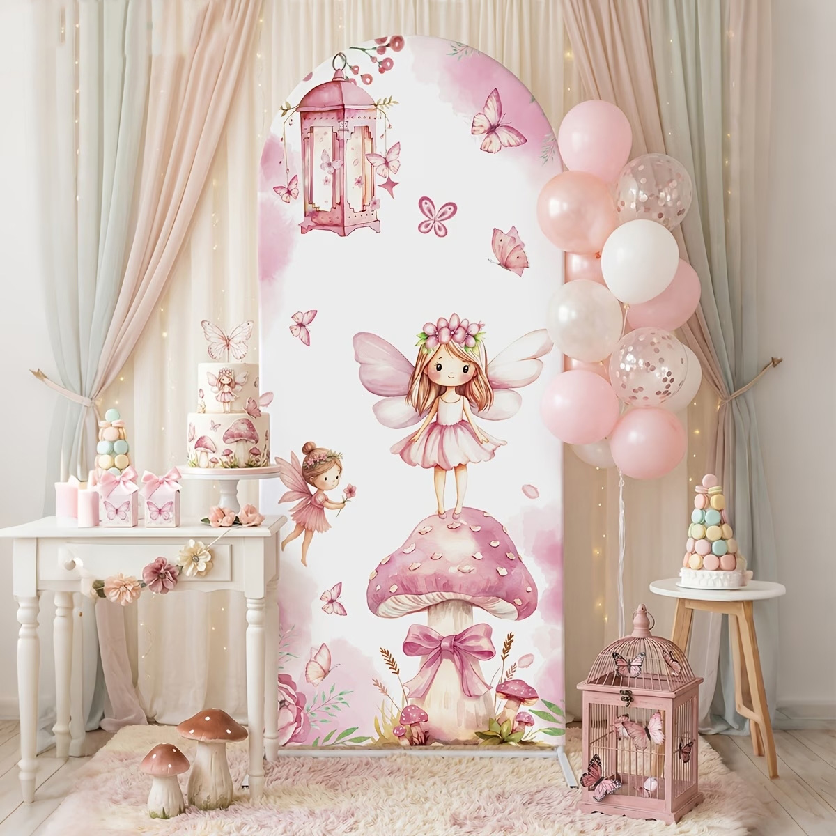 Fairy And Mushroom Background  - Dessert Table Backdrop 评论和价格