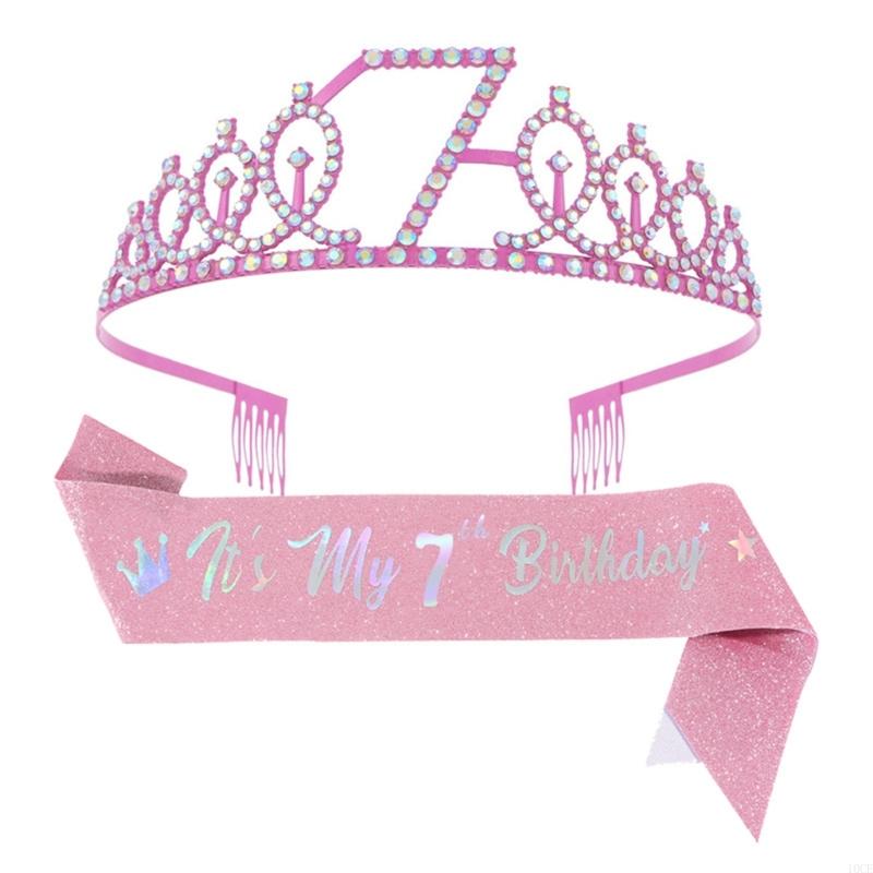 Glittering Pink Birthday Tiara - Birthday Sash Glitter 评论和价格