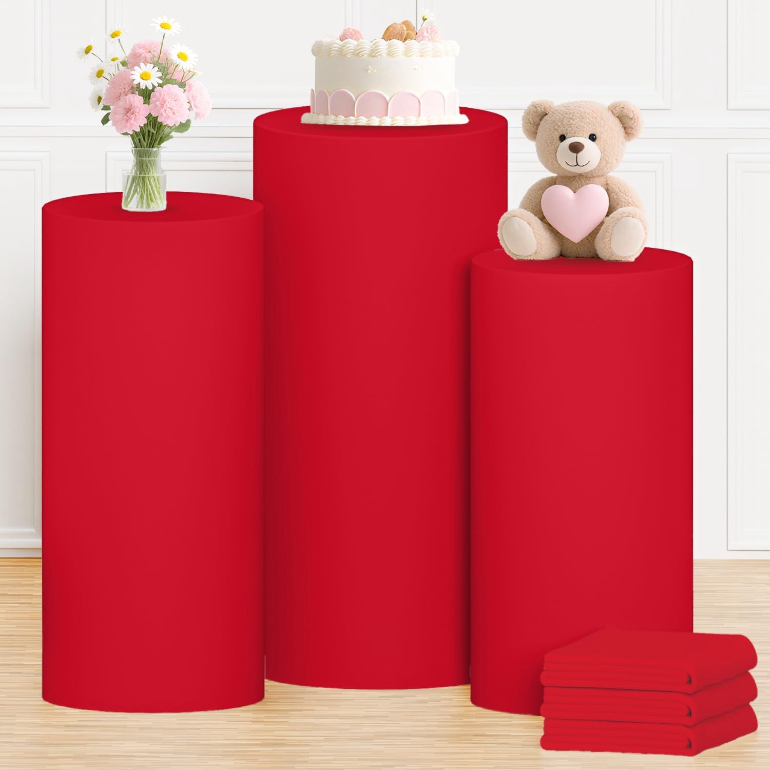 Yeele Red Cylinder Stand Cover - Dessert Table Backdrop 评论和价格