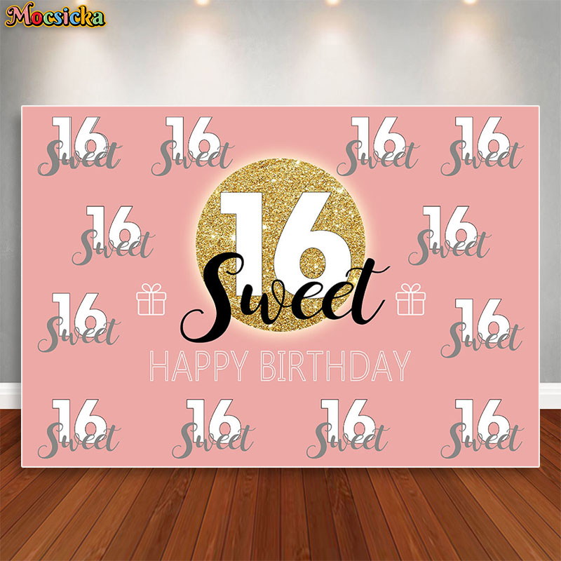 Mocsicka Sweet 16 Birthday Bac - Dessert Table Backdrop 评论和价格