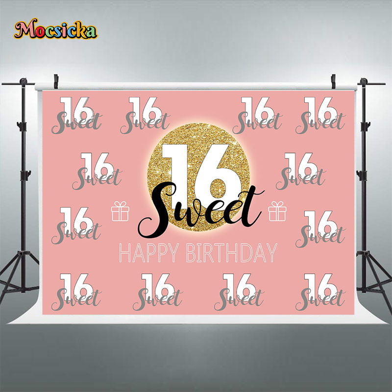 Mocsicka Sweet 16 Birthday Bac - Dessert Table Backdrop 评论和价格