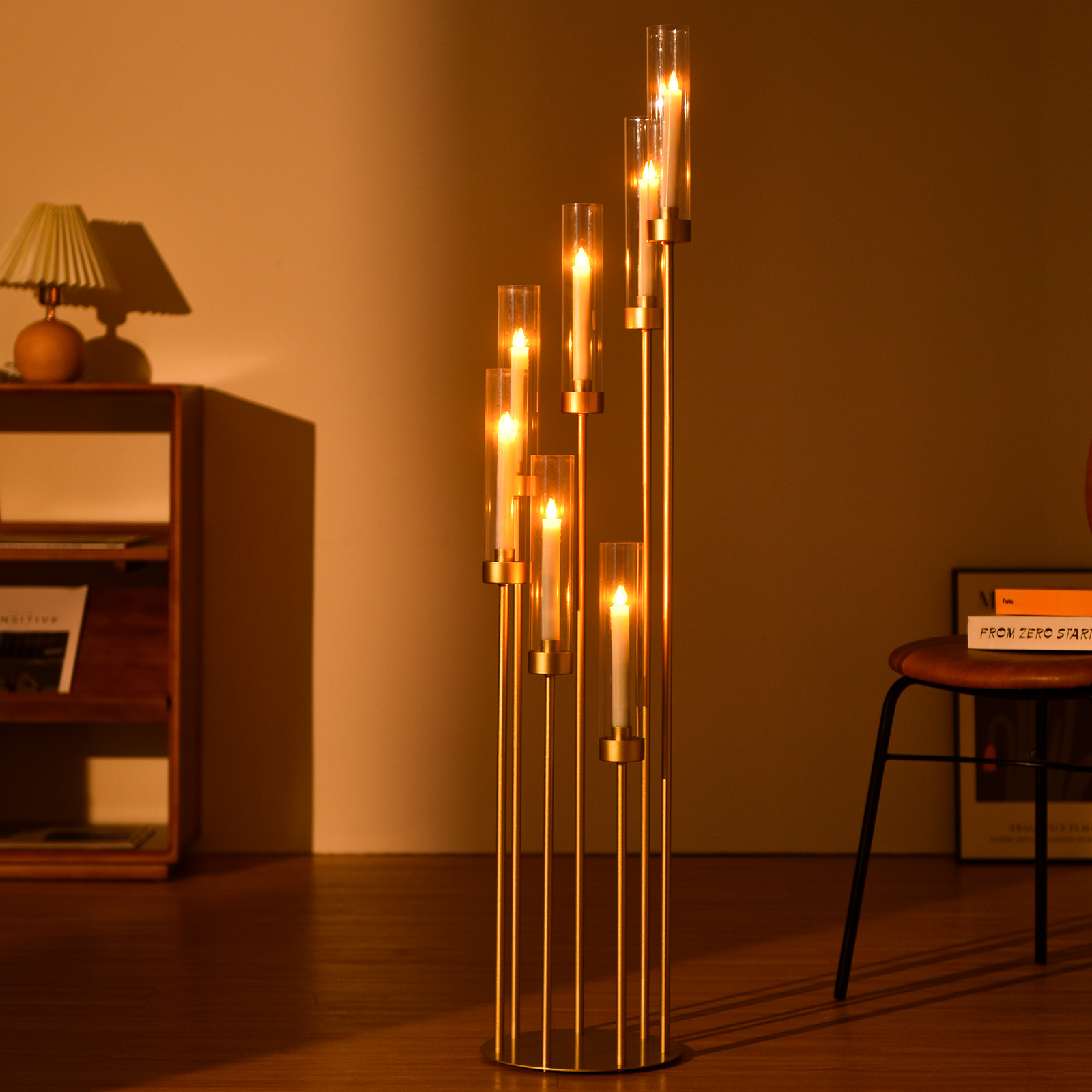 4 Sets 7-Arm Gold Floor Candel - Centerpiece Stick 评论和价格