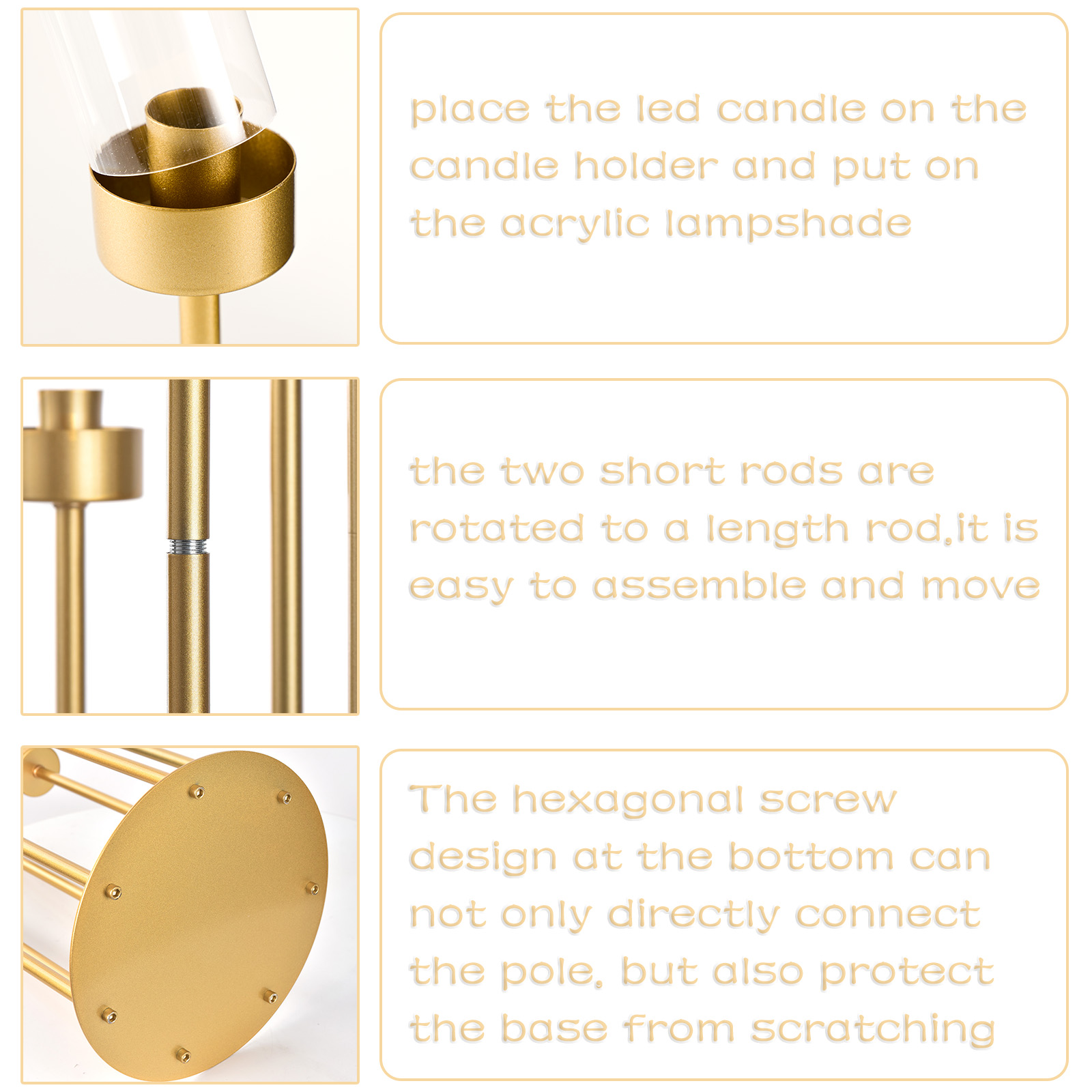 4 Sets 7-Arm Gold Floor Candel - Centerpiece Stick 评论和价格