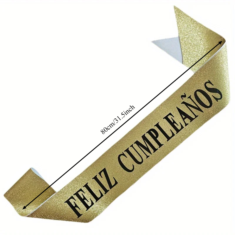 Gold Glitter Feliz Cumpleaños  - Birthday Sash Glitter 评论和价格