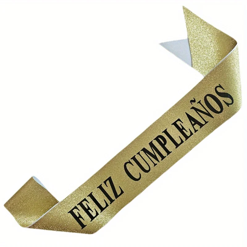 Gold Glitter Feliz Cumpleaños  - Birthday Sash Glitter 评论和价格