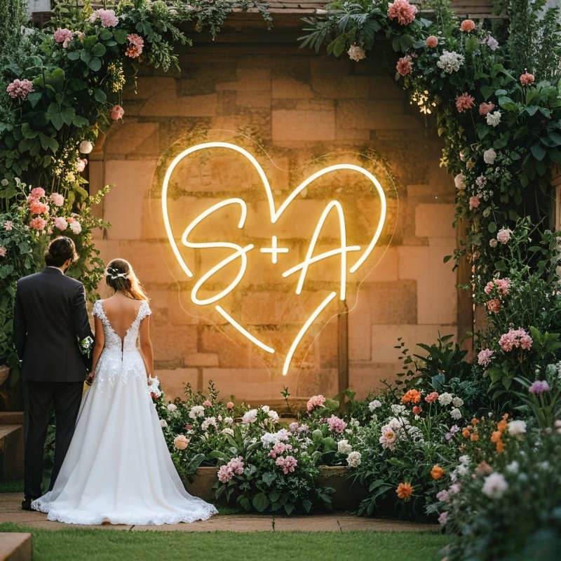 Custom Initials Heart LED Neon - Eve Party 评论和价格