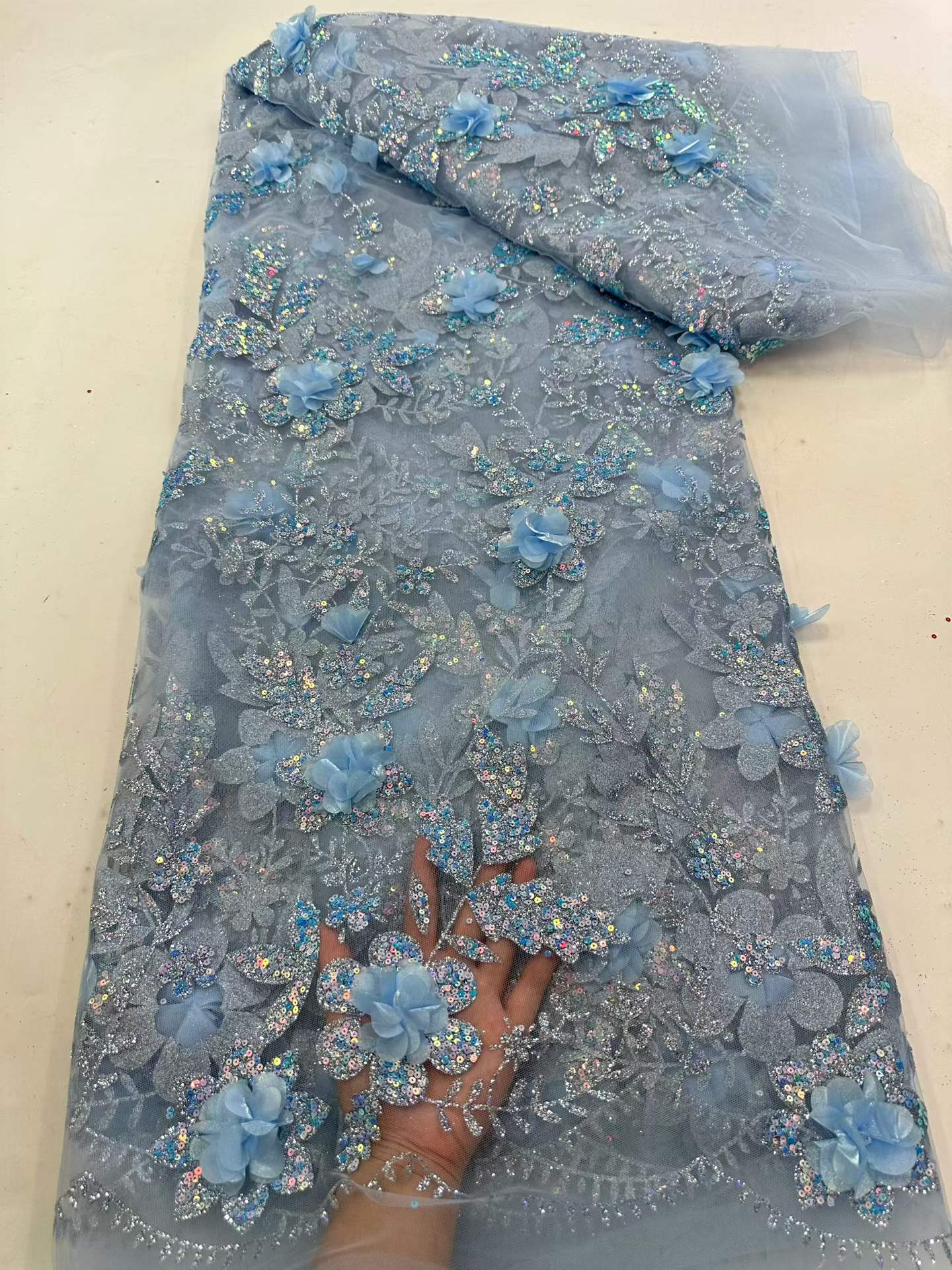 African Lace Fabric Embroidere - Glitter Tablecloth 评论和价格