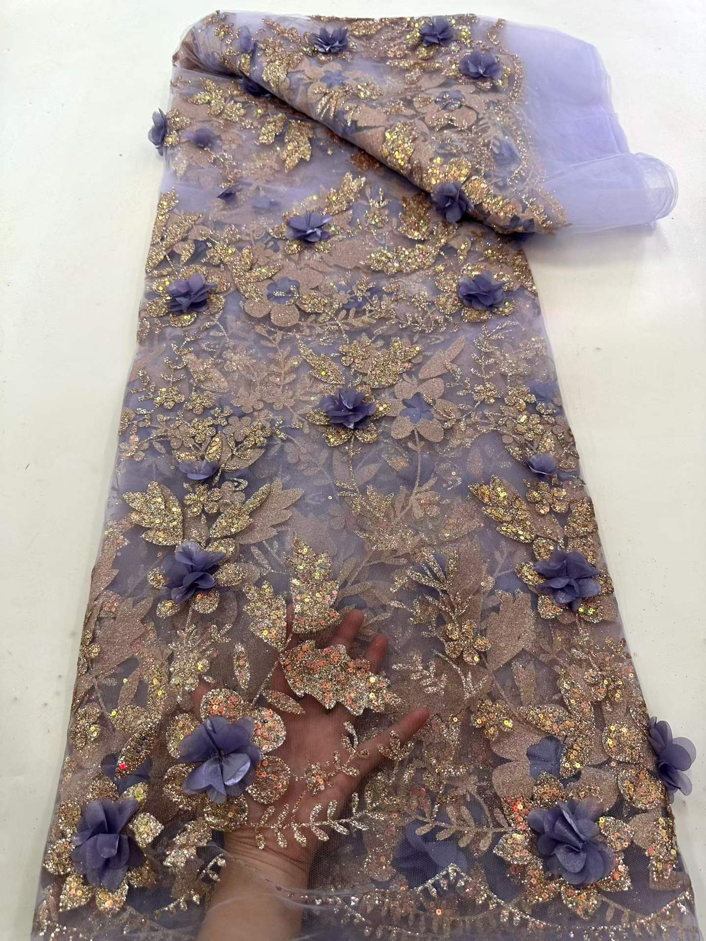 African Lace Fabric Embroidere - Glitter Tablecloth 评论和价格