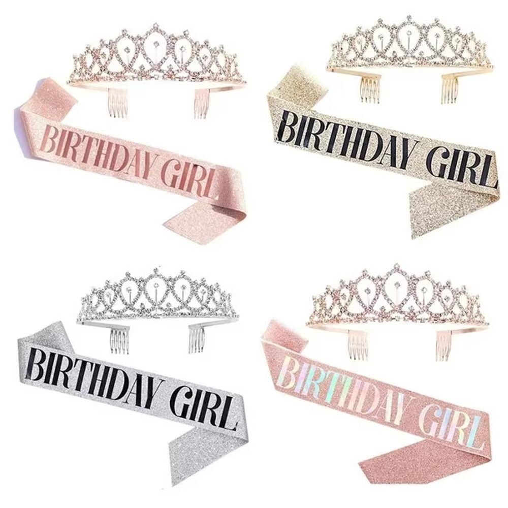 2Pcs/Set New Glitter Birthday  - Birthday Sash Glitter 评论和价格