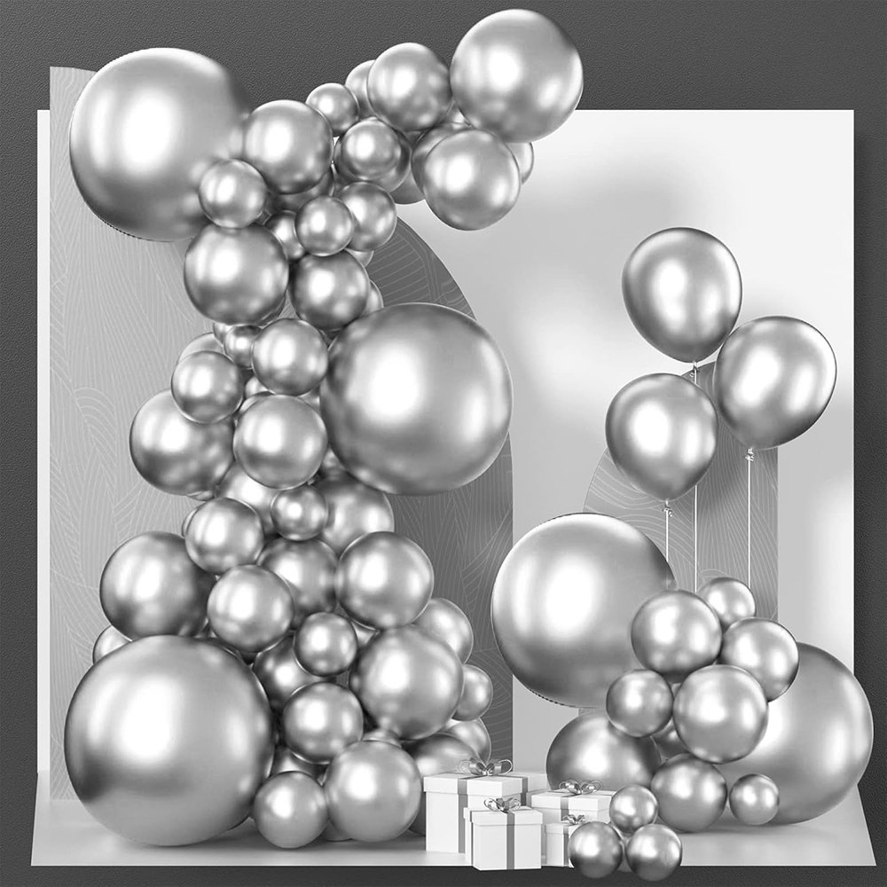 68Pcs Metallic Silver Balloons - Balloon Arch Kit 评论和价格