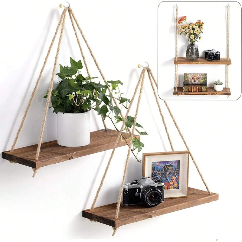 1PC Wooden Swing Hanging Hemp  - Flower Wall Panel 评论和价格