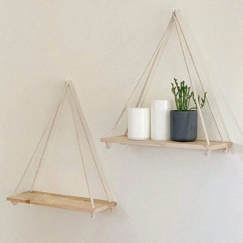 1PC Wooden Swing Hanging Hemp  - Flower Wall Panel 评论和价格