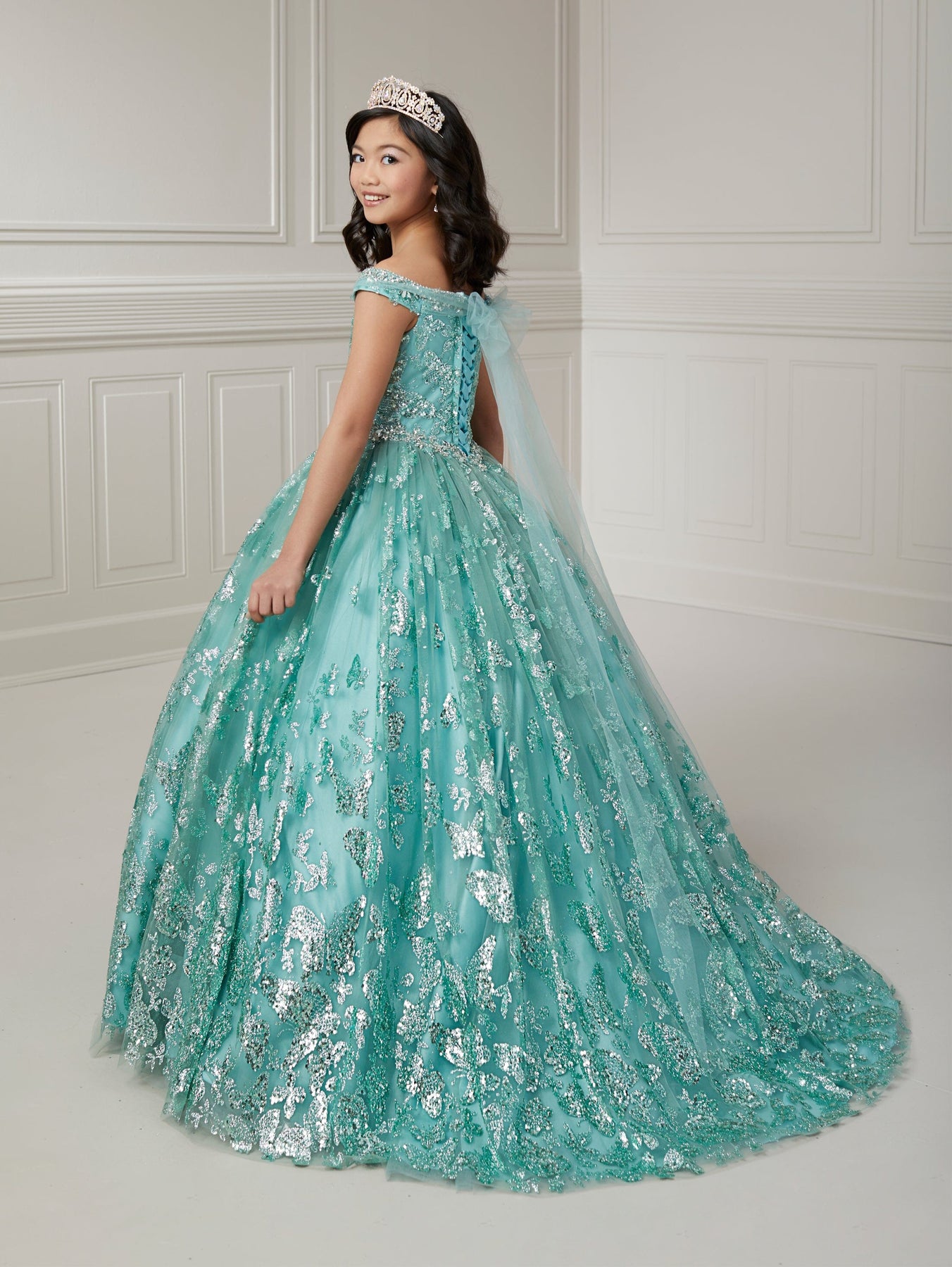 Gorgeous Flower Girl Dress Gre - Birthday Sash Glitter 评论和价格