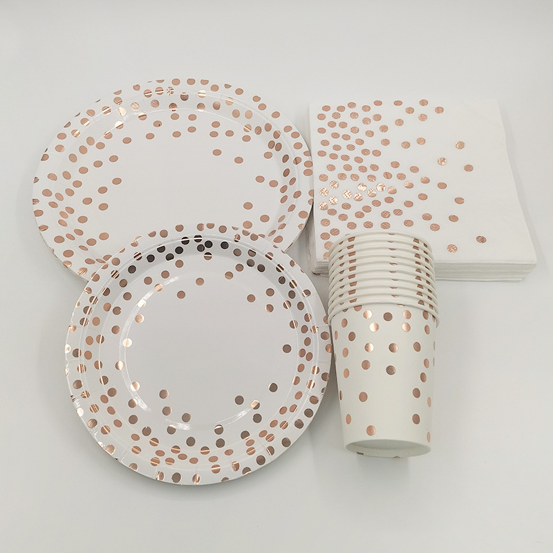 Rose Gold Party Tableware Kit  - Paper Straw Color 评论和价格