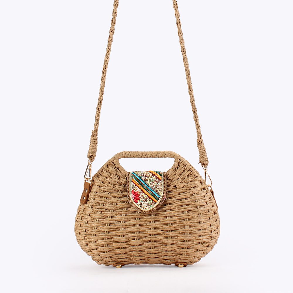 Color Beads Women Handbags Han - Paper Straw Color 评论和价格