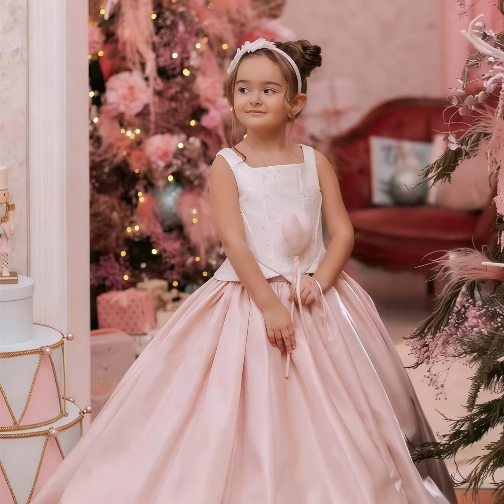 Customized Flower Girl Dress F - Birthday Sash Glitter 评论和价格