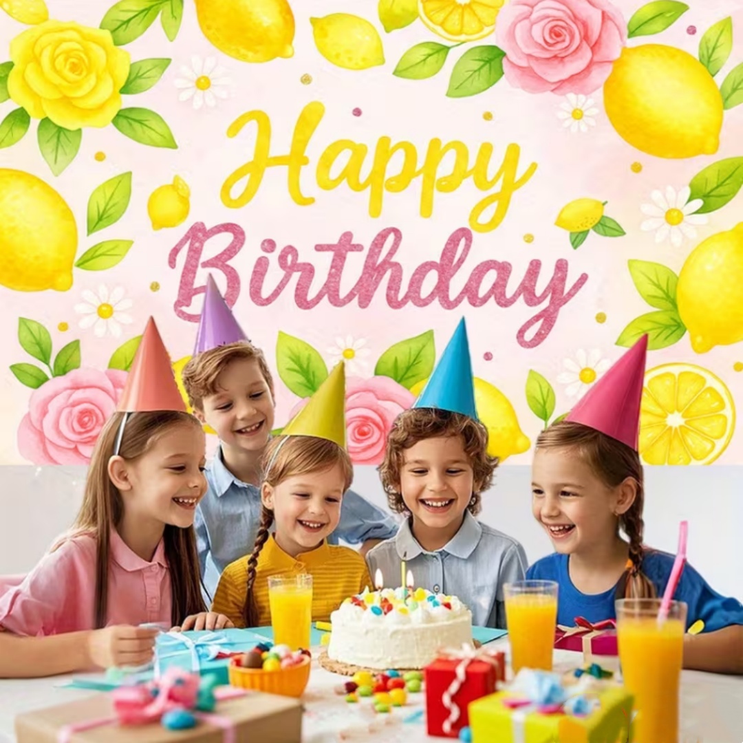 Lemon Birthday Party Decoratio - Dessert Table Backdrop 评论和价格