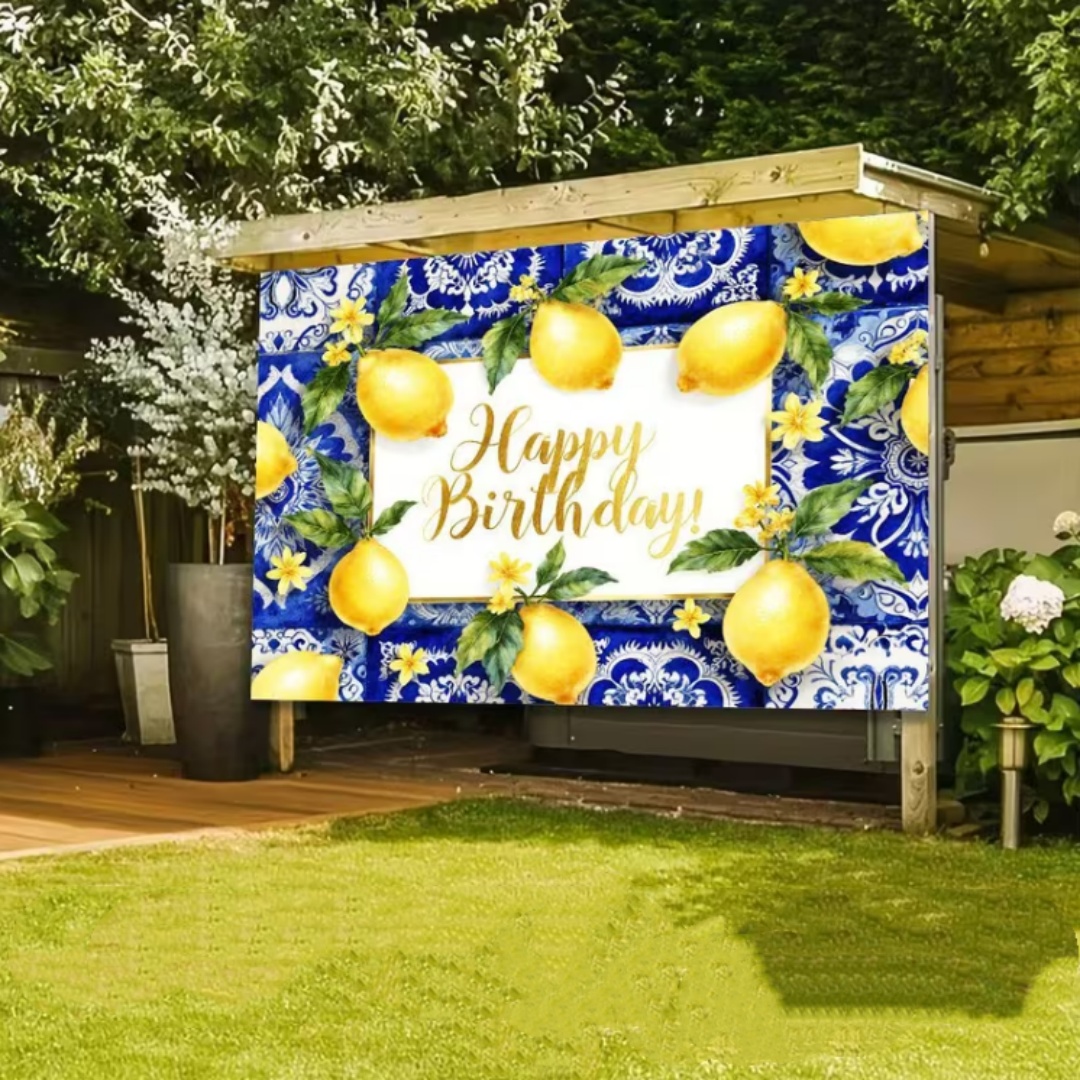 Lemon Birthday Party Decoratio - Dessert Table Backdrop 评论和价格