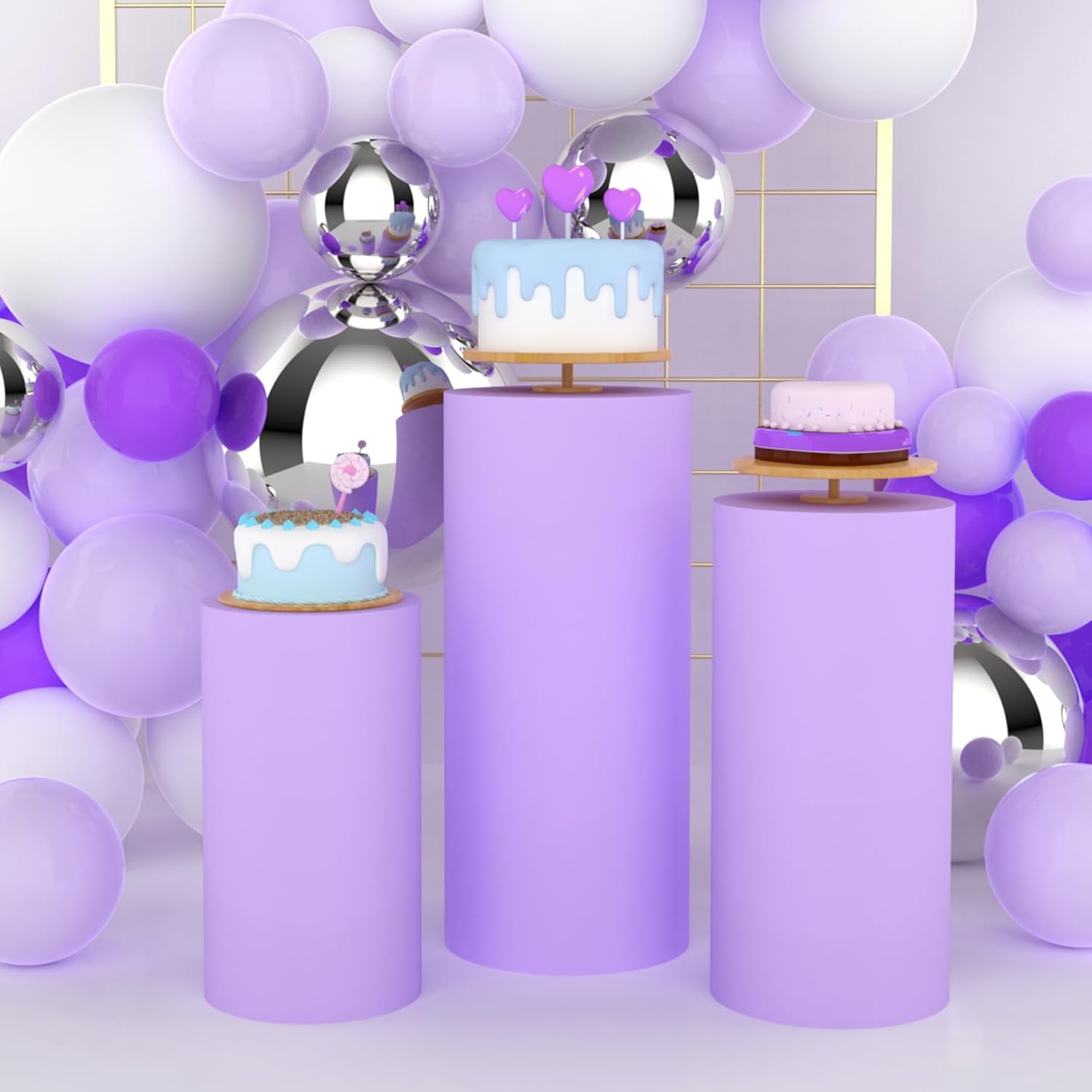 Yeele Purple Cylinder Stand Co - Dessert Table Backdrop 评论和价格
