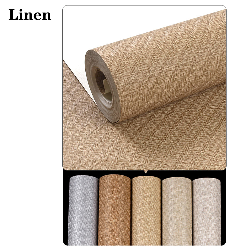 Linen Weave Wallpaper Non Self - Paper Straw Color 评论和价格