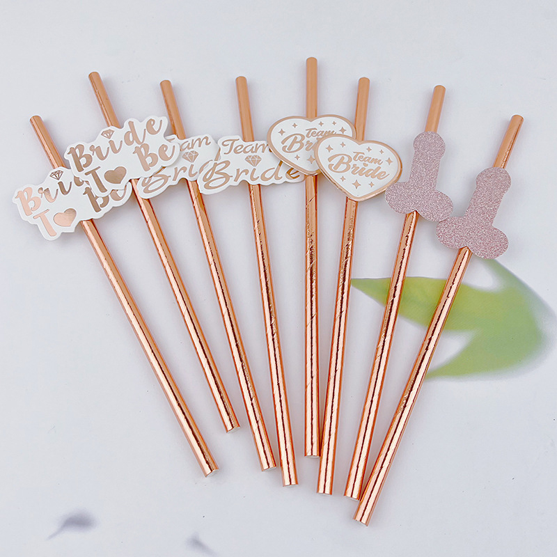 10pcs Team Bride Rose Gold Str - Paper Straw Color 评论和价格