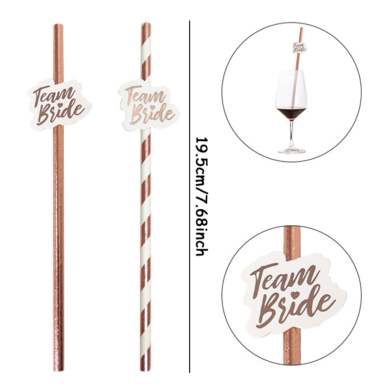 10pcs Team Bride Rose Gold Str - Paper Straw Color 评论和价格