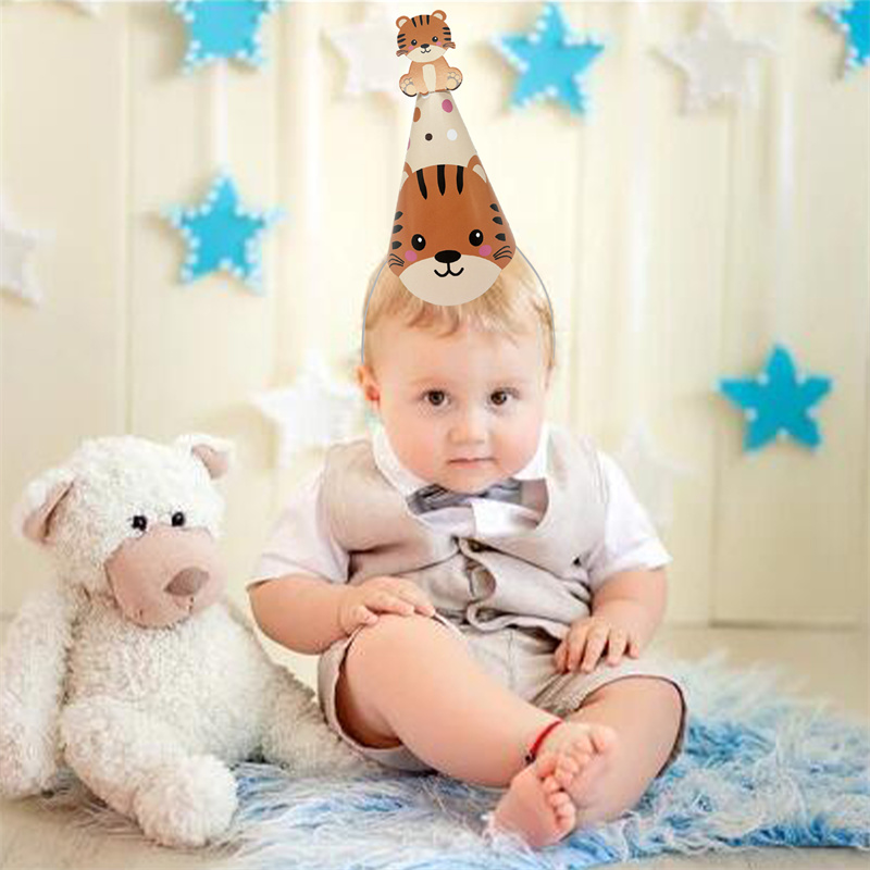 6Pcs Jungle Animal Paper Hats  - Party Hat Cone 评论和价格