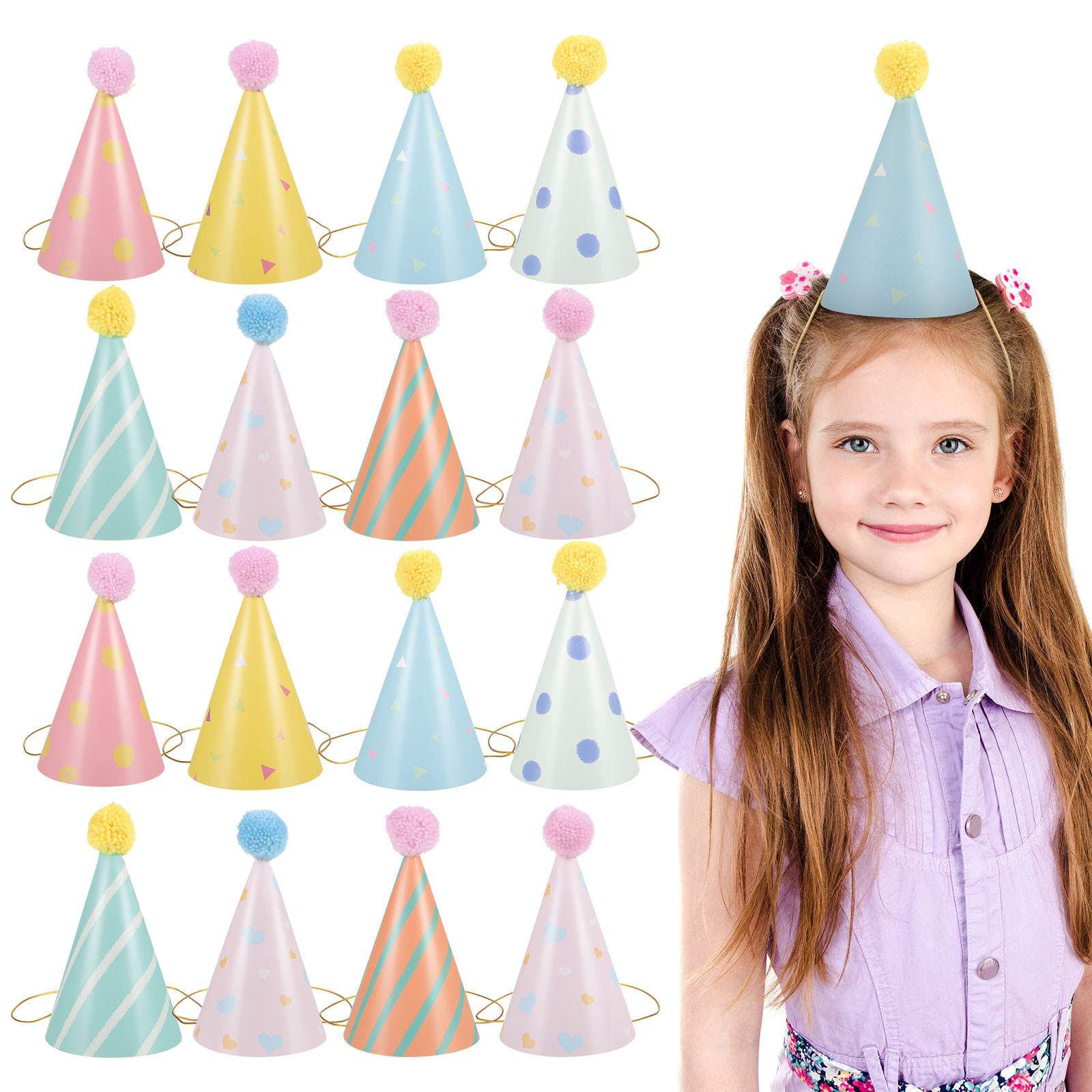 14Pcs Paper Birthday Hats for  - Party Hat Cone 评论和价格