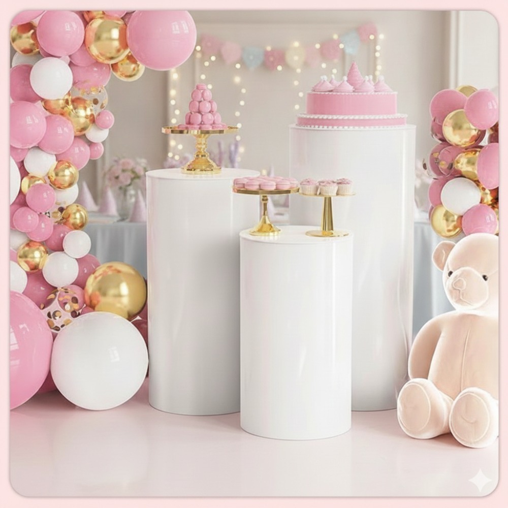 3/5Pcs White Cylinder Pedestal - Event Party 评论和价格