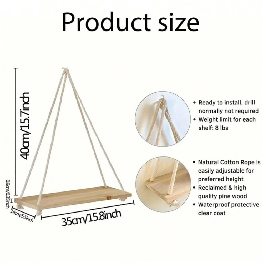 1pc Wood Hanging Shelve Swing  - Flower Wall Panel 评论和价格