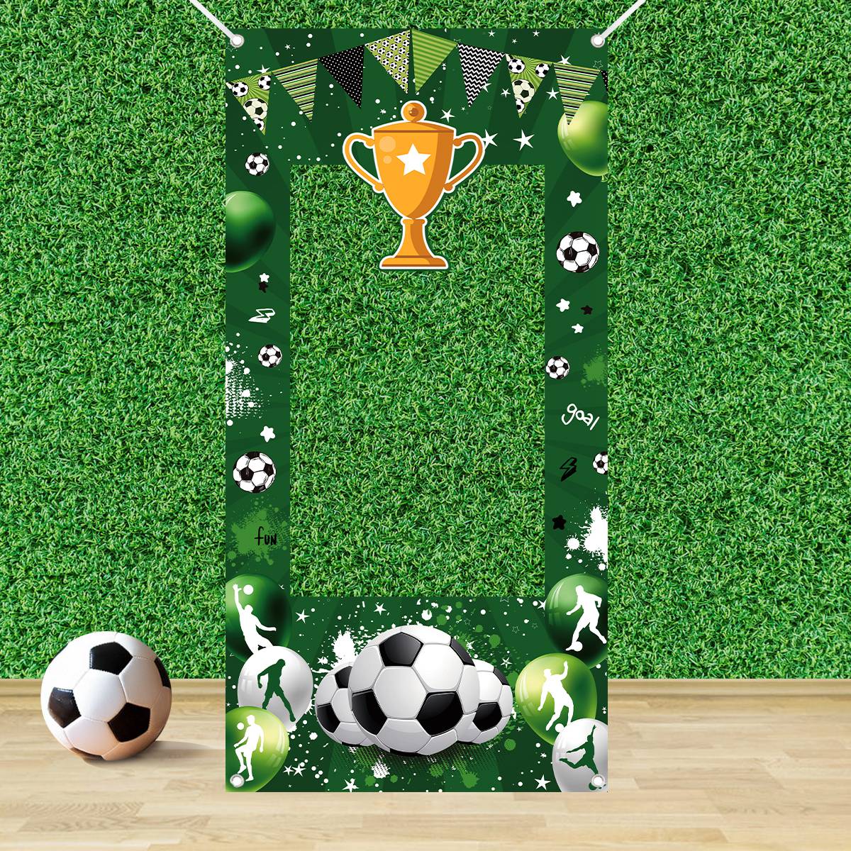 1pc Green Soccer Decorative Ph - Photo Booth Frame 评论和价格