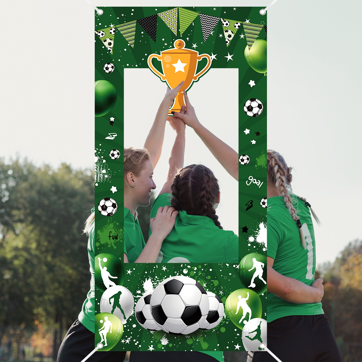 1pc Green Soccer Decorative Ph - Photo Booth Frame 评论和价格