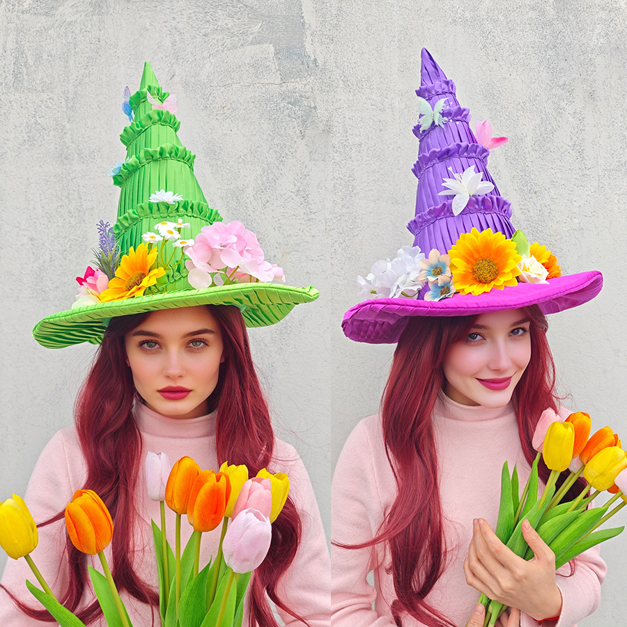 Easter Witch Hat Magic Girl Ha - Party Hat Cone 评论和价格