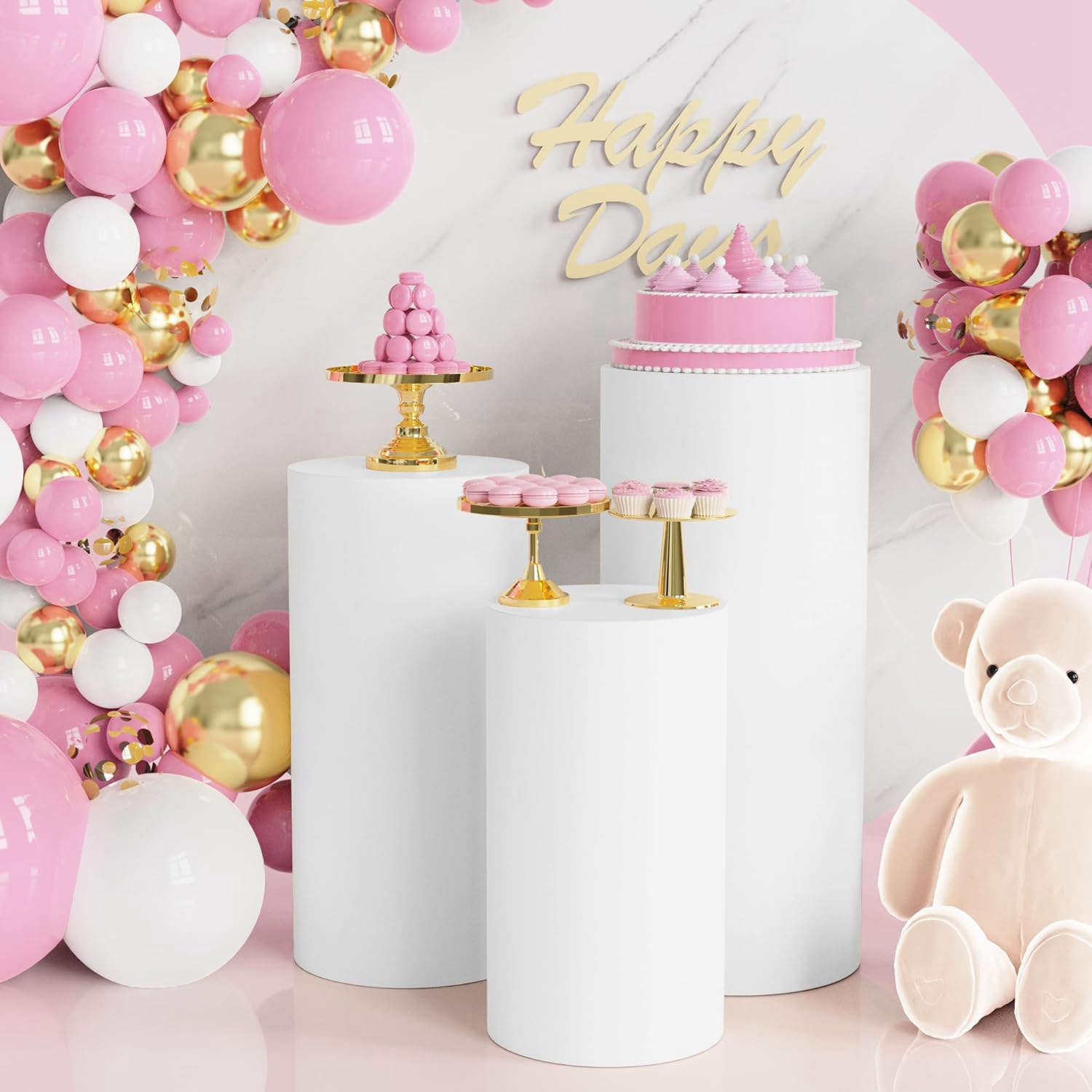 Yeele 1PCS/3PCS/5PCS White Cyl - Dessert Table Backdrop 评论和价格