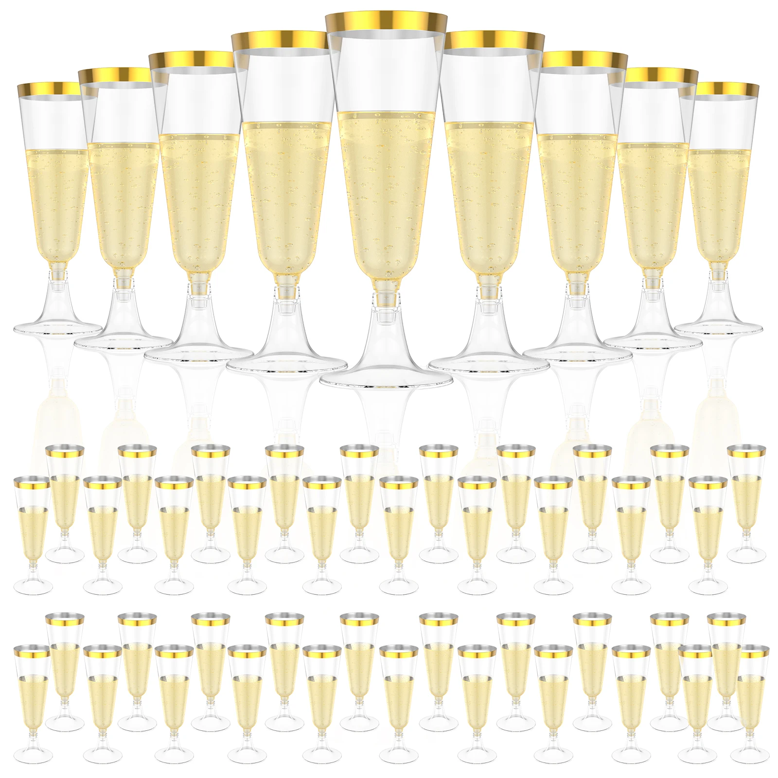 50Pcs Plastic Champagne Flutes - Plastic Cup 50Pcs 评论和价格