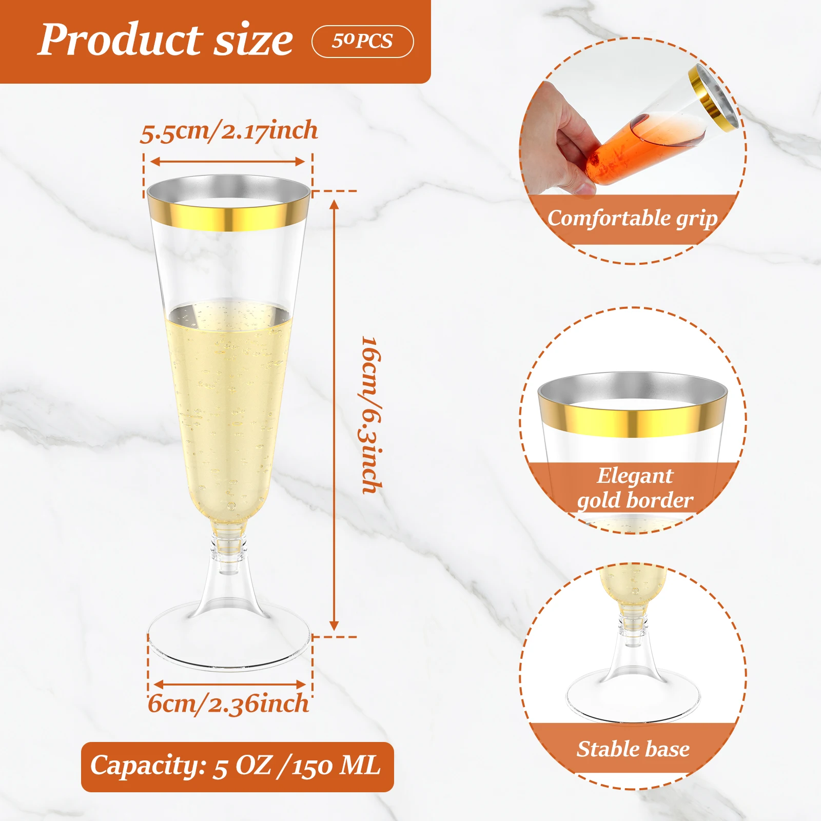 50Pcs Plastic Champagne Flutes - Plastic Cup 50Pcs 评论和价格