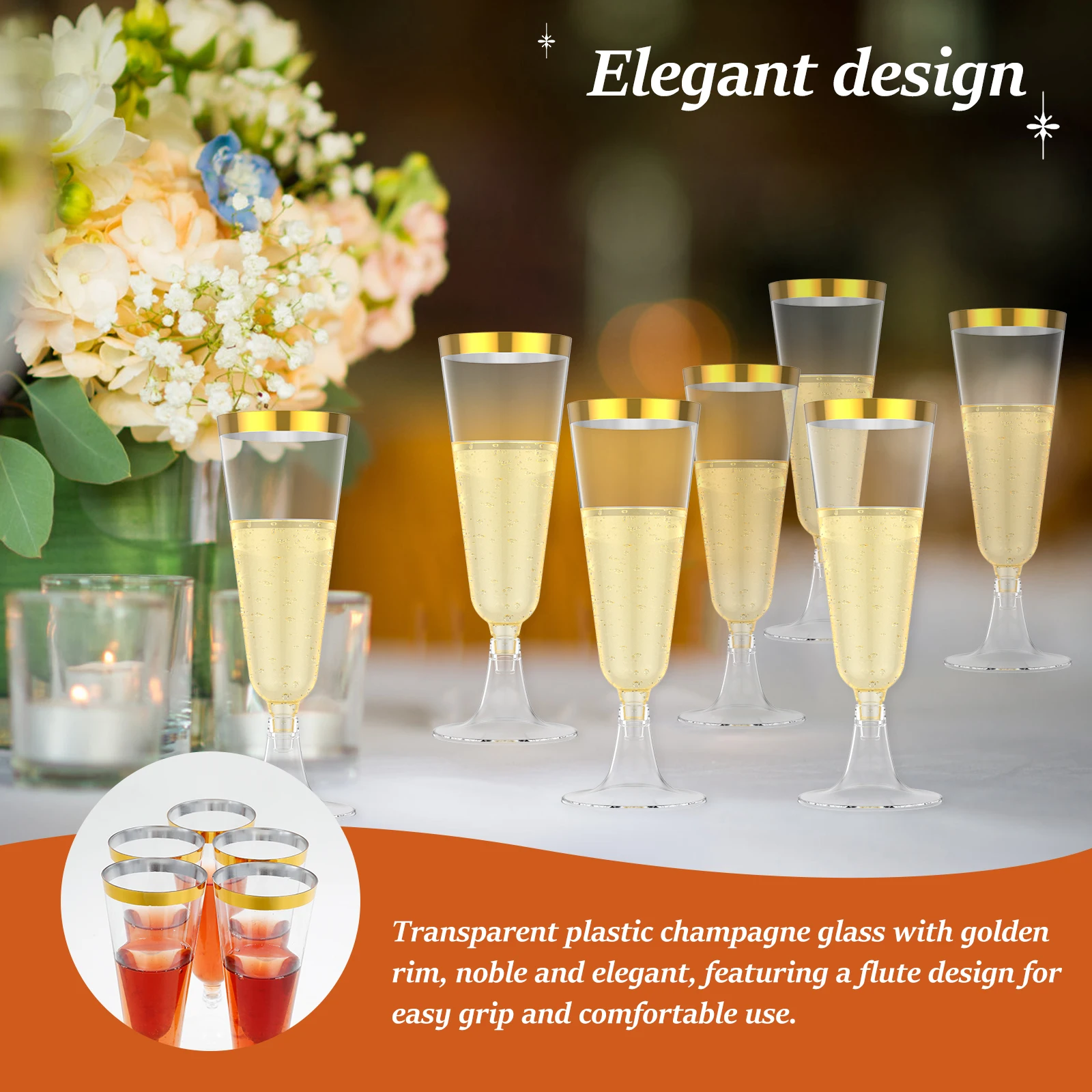 50Pcs Plastic Champagne Flutes - Plastic Cup 50Pcs 评论和价格