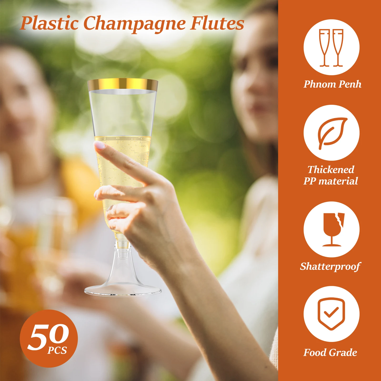 50Pcs Plastic Champagne Flutes - Plastic Cup 50Pcs 评论和价格