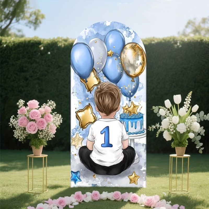 A Little Boy Pattern Arch Back - Dessert Table Backdrop 评论和价格