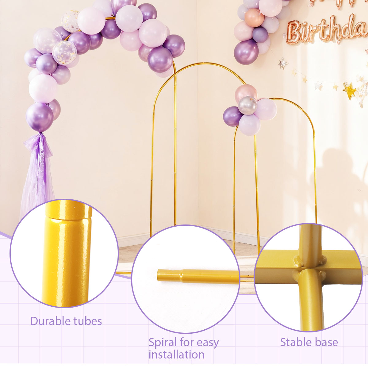 3Pack Golden Metal Arch Kits,  - Balloon Arch Kit 评论和价格